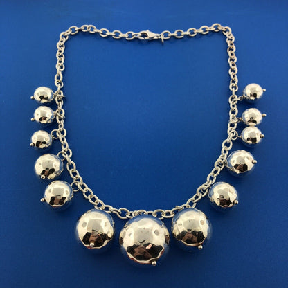 Stunning Italian Sterling Silver 925 Oval Link Multi Ball Sphere 18" Necklace