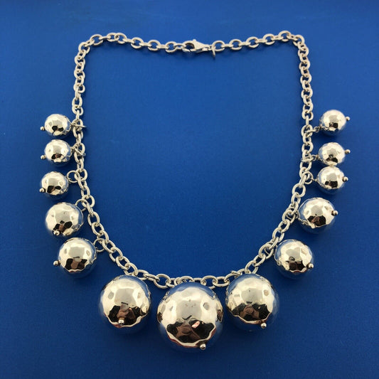 Stunning Italian Sterling Silver 925 Oval Link Multi Ball Sphere 18" Necklace