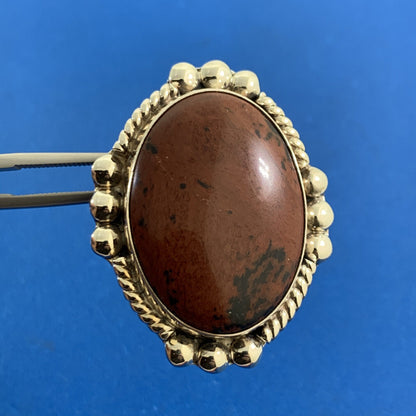 Designer CII Mexico 925 Sterling Silver Oval Jasper Statement Brooch Pendant