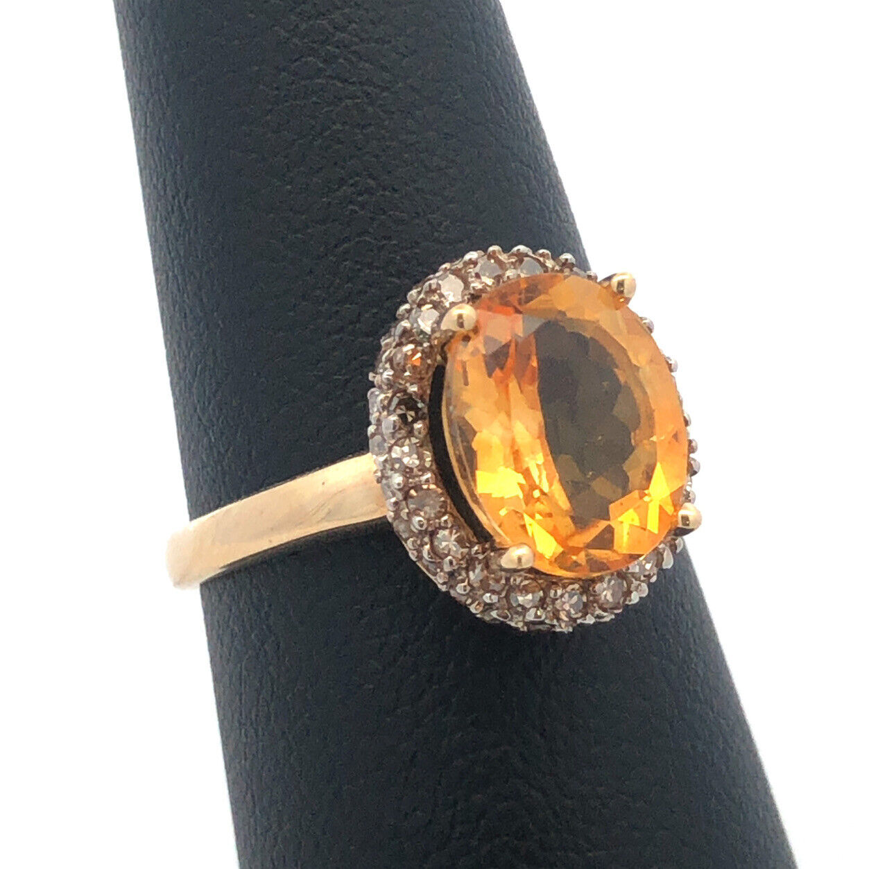 Stunning 14k Yellow Gold Citrine Diamond Halo Ring