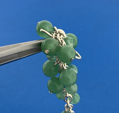 Designer 925 Sterling Silver Aventurine Bead Grape Cluster Drop Dangle Earrings