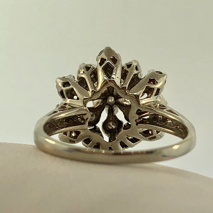 Estate 14K White Gold Diamond Star Cluster Princess Style Cocktail Ring