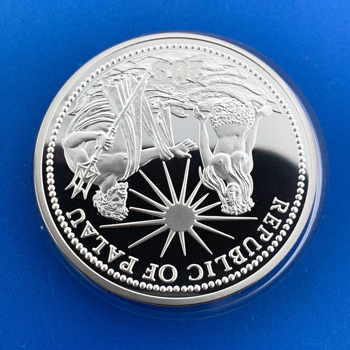 1994 Republic Palau $20 5 Oz Silver Independence Colorized Proof Coin Low Mntg