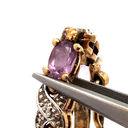 925 Sterling Silver Vermeil Designer Amethyst Diamond XO Tennis Bracelet