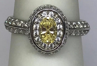 Sterling Silver Yellow White Cubic Zirconia Engagement Bridal Ring S179