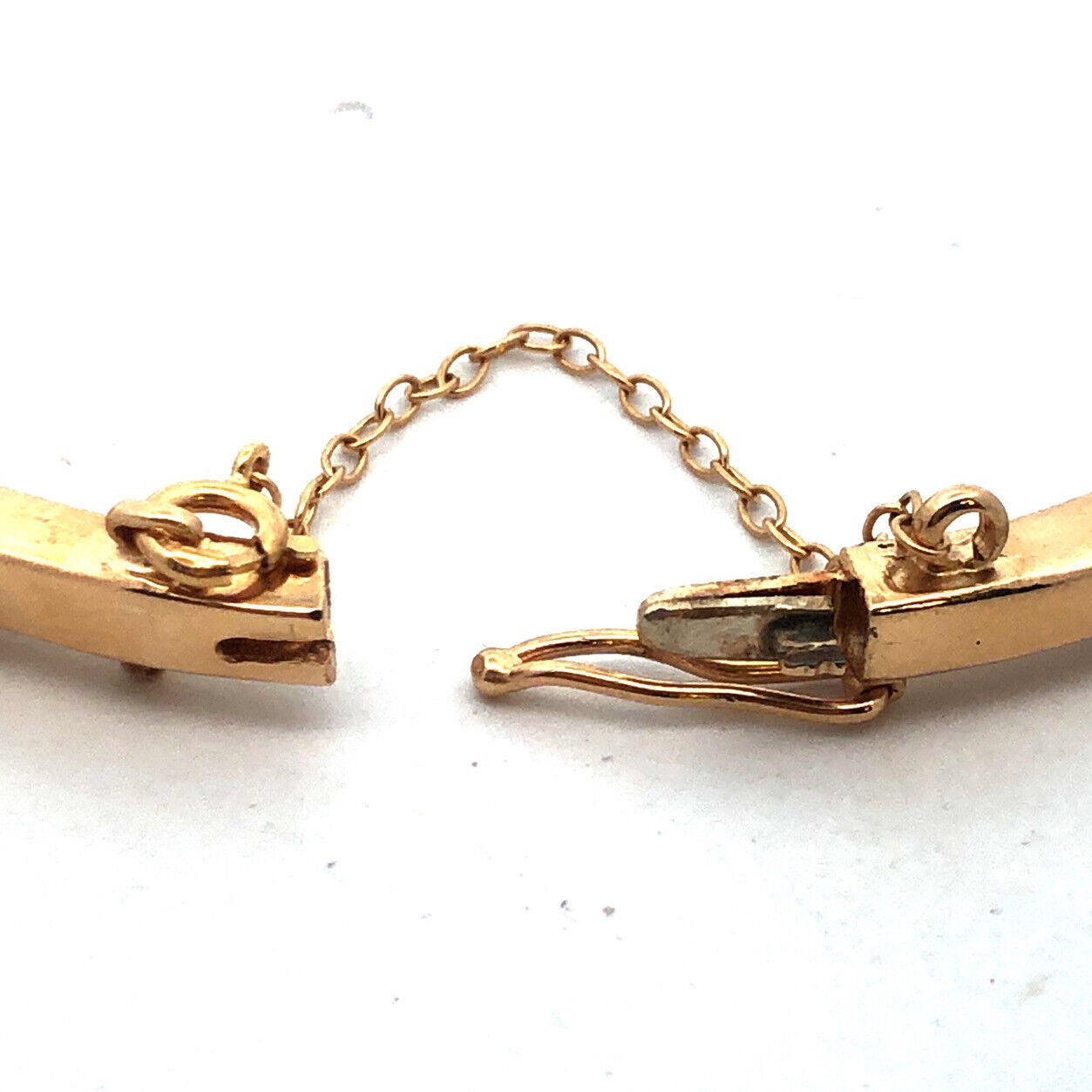 Stunning 14K Yellow Gold Diamond Sapphire September Hinged Bangle Bracelet