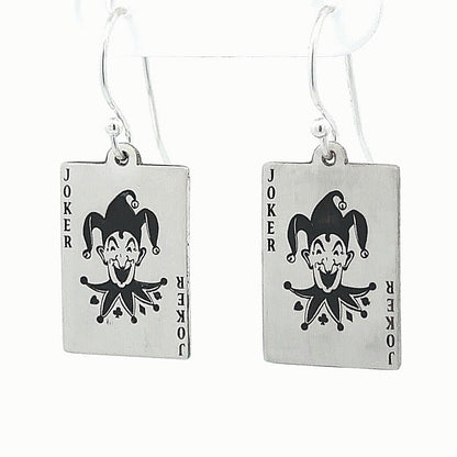 Custom Artisan Sterling Silver 925 Poker Playing Card Drop Dangle Earrings