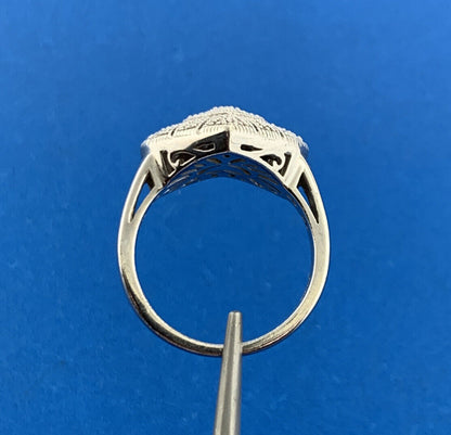 Designer EA 925 Sterling Silver Pave Diamond Heart Anniversary Dome Ring