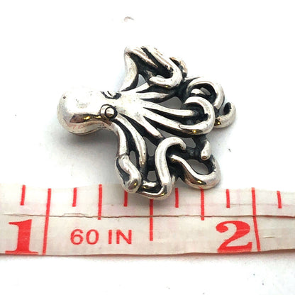 Designer Kabana 925 Sterling Silver Octopus Ocean Beach Sea Life Animal Pendant