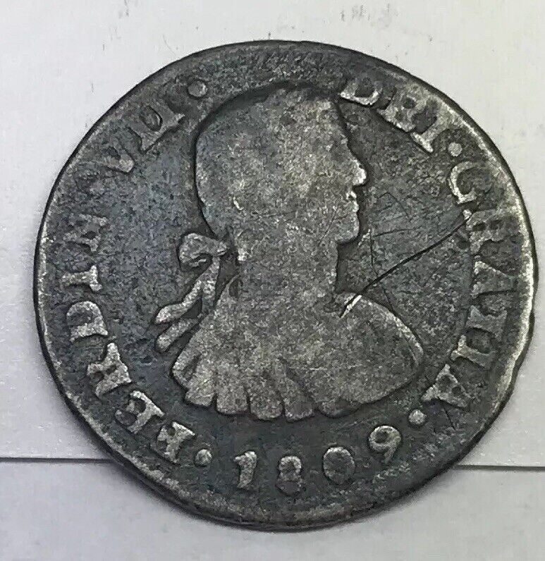 1809 Mexico Silver 1/2 Real Mexico City Ferdinand VII Pirate Treasure Coin