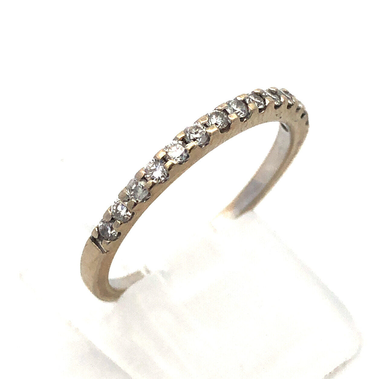 Designer 14K White Gold Diamond Wedding Anniversary Stackable Band Ring