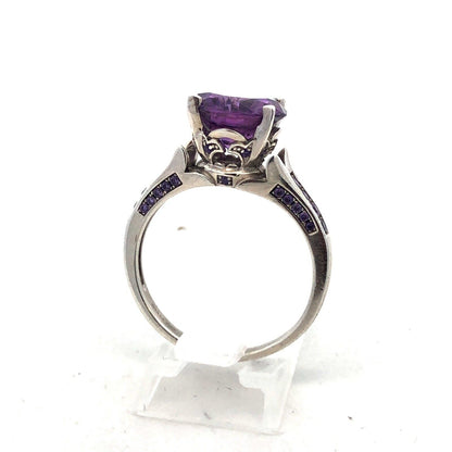 Designer Jeulia 925 Sterling Silver Round Amethyst Solitaire Engagement Ring