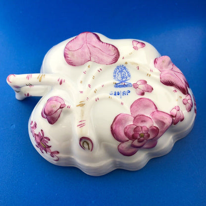 Vintage Herend Hugary Raspberry Chinese Bouquet Apponyi Deep Leaf Nappy Dish