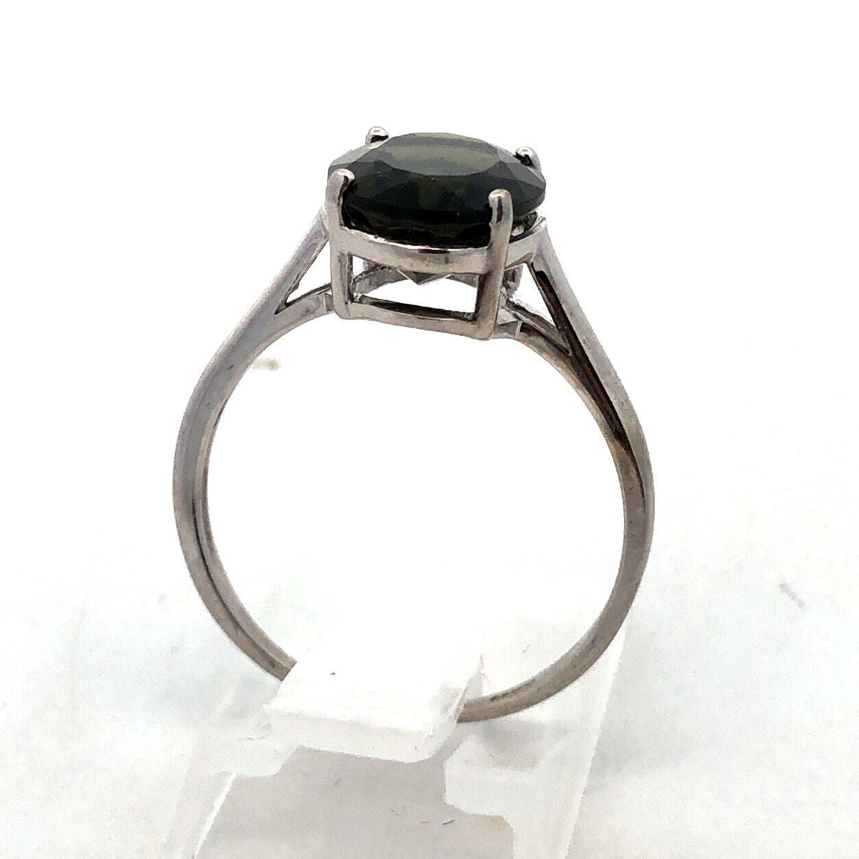 Designer TGGC 925 Sterling Silver Oval Green Tourmaline Solitaire Ring