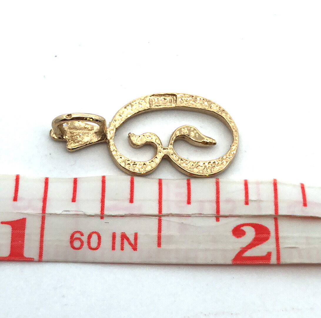 Designer 14K Yellow Gold Script Initial Letter Monogram C Charm Pendant