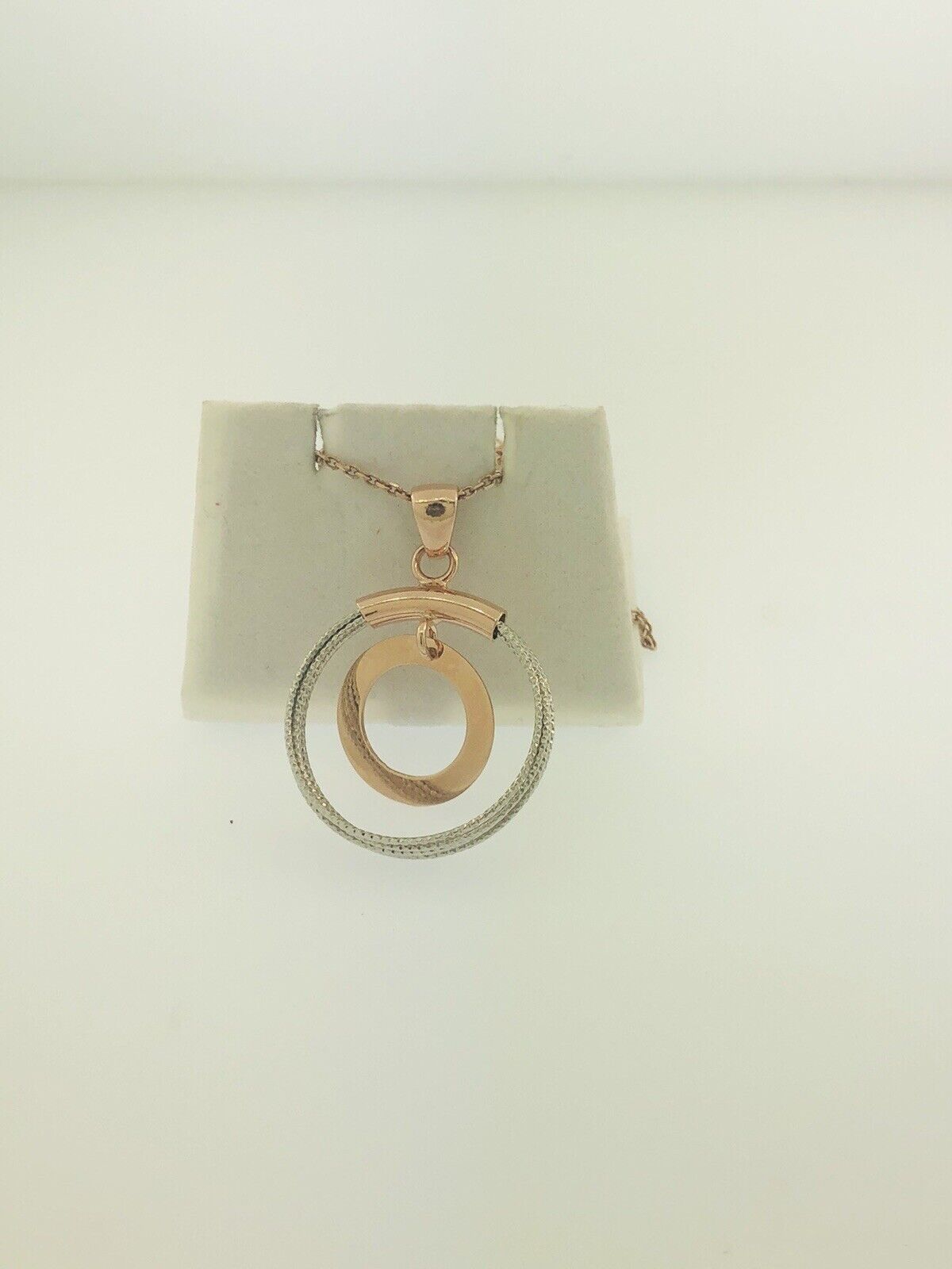 Dyadema Italy Sterling Silver Rose Wash Two Toned Life Infinity Circle Necklace