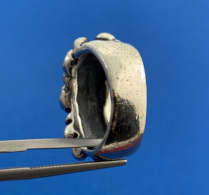 925 Sterling Silver Fleur De Lis Wide Band Size 4.75 Ring