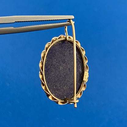 Vintage 14K Yellow Gold Lapis-Lazuli Oval Cabochon Statement Drop Stud Earrings