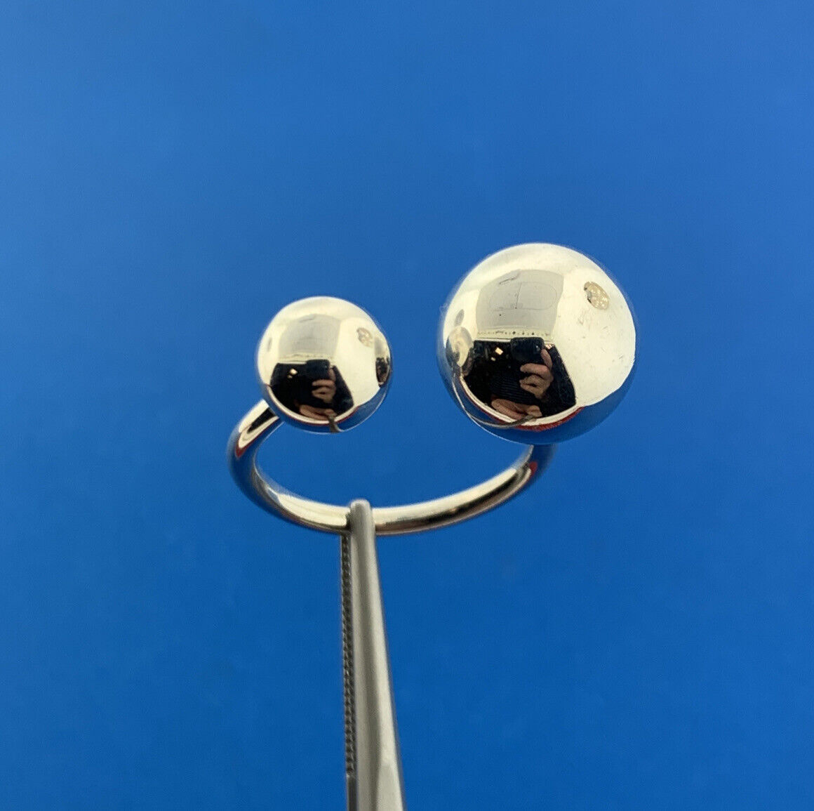 Designer 925 Sterling Silver Modernist Ball Adjustable Ring