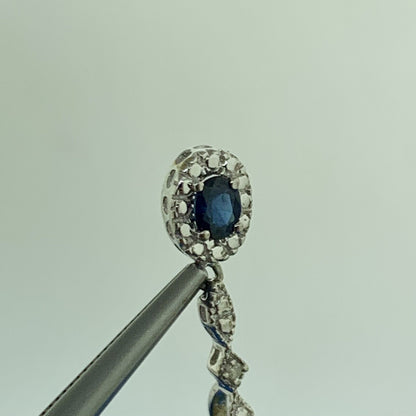 10K White Gold Sapphire Diamond Accented Pendant