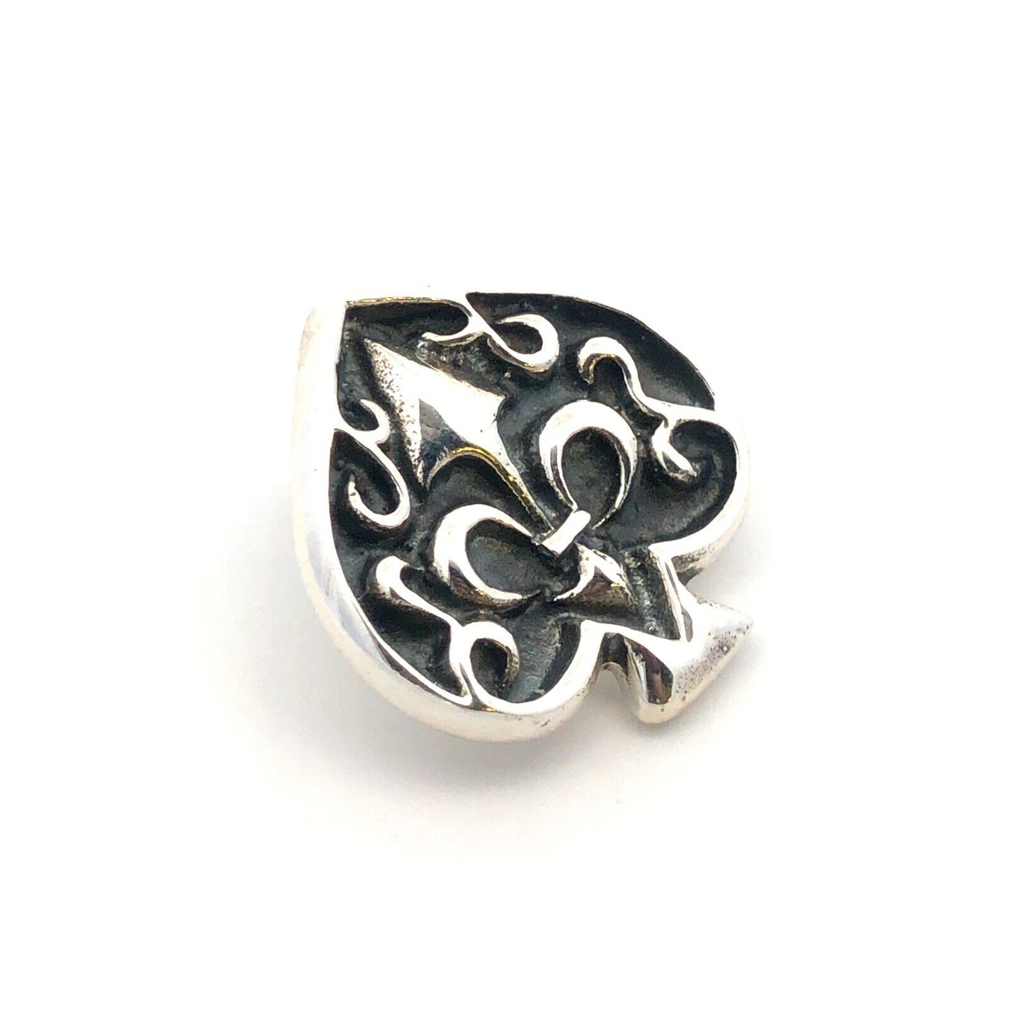 Retro 925 Sterling Silver Scroll Itaglio Spade Shaped Pendant