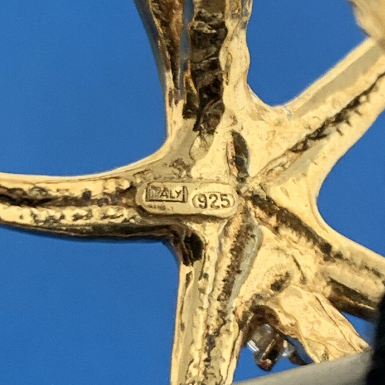 Designer Dyadema Italy 925 Sterling Silver Vermeil Cubic Zirconia Star Fish Ring