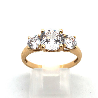 Designer 14K Yellow Gold Cubic Zirconia CZ Statement Engagement Ring 2.88tcw
