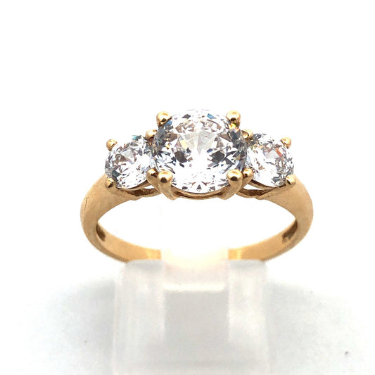 Designer 14K Yellow Gold Cubic Zirconia CZ Statement Engagement Ring 2.88tcw