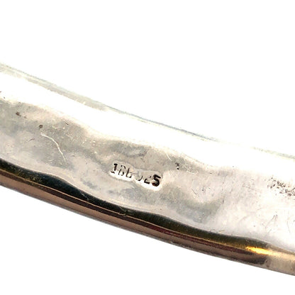 Estate 925 Sterling Silver Hammered Oval Open Cuff Bracelet