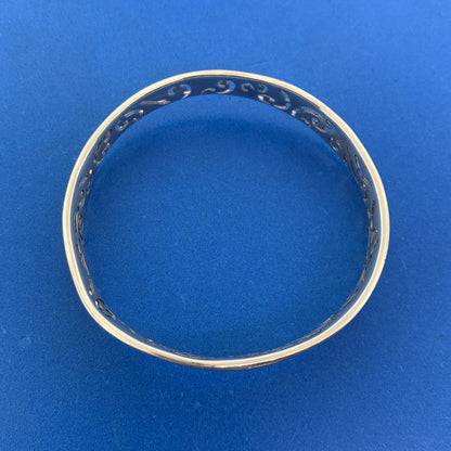 Silpada India Sterling Silver 925 Frosted Cutout Wave Bangle Cuff Bracelet