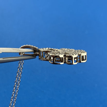 Designer 925 Sterling Silver Floating Cubic Zirconia Fleur De Lis Necklace