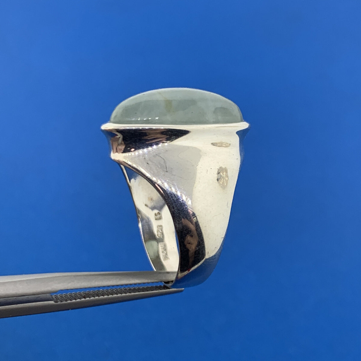 Designer SI Sterling Silver 925 Aventurine Modernist Prosperity Cocktail Ring