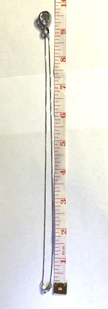 Designer 925 Sterling Silver Diamond and Blue Tourmaline Pendant Necklace