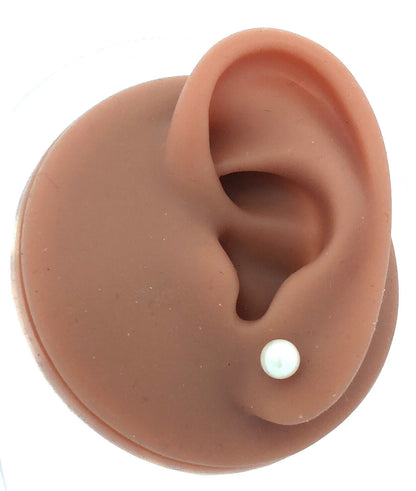 Jacmel Mauritius JCM 14K Yellow Gold Pearl Solitaire Wedding Day Stud Earrings