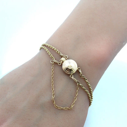 Designer KLJCI 14K Yellow Gold Two Strand Rope Chain Slide Charm Bracelet