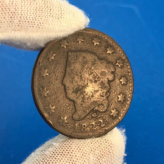 1822 Coronet Liberty Matron Head Large Cent 1c Better Early American Copper Coin