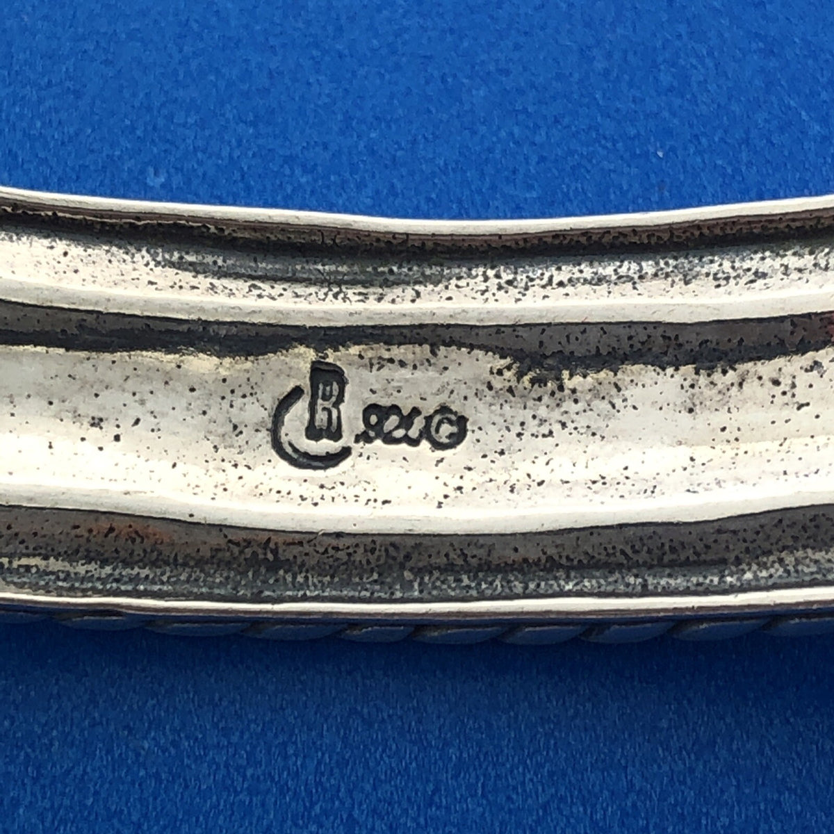 Carolyn Pollack Relios R Moon Sterling Silver 925 Cable Scroll Cuff Bracelet