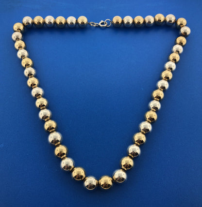 Stunning Sterling Silver 925 Vermeil Bead Sphere Ball 18" Strand Necklace