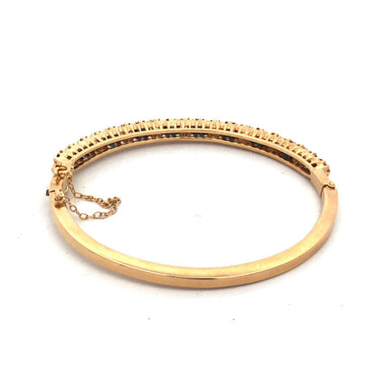 Stunning 14K Yellow Gold Diamond Sapphire September Hinged Bangle Bracelet
