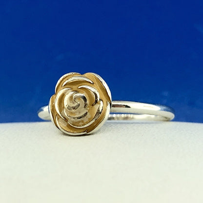 Pandora ALE Sterling Silver 925 Gold Cream Enamel Blooming Rose Flower Ring