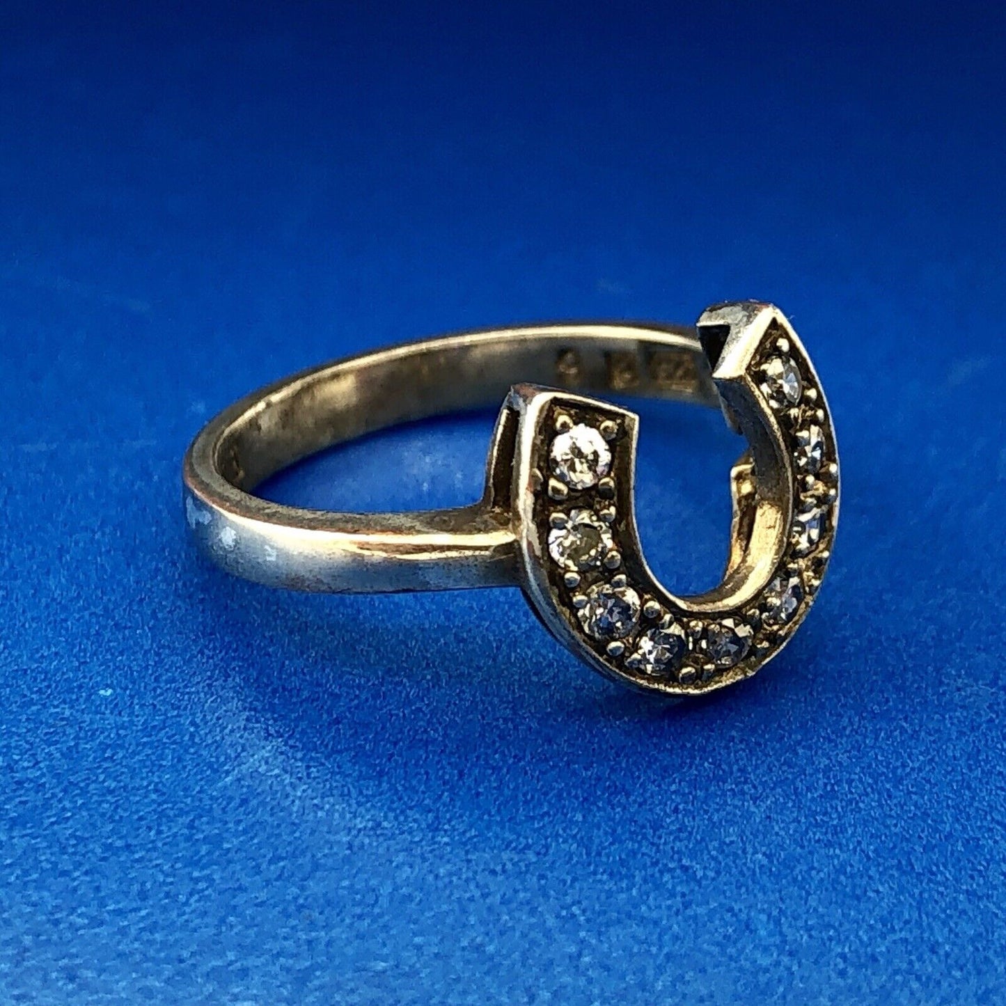 Designer Sterling Silver 925 Cubic Zirconia CZ Horseshoe Good Luck Fashion Ring