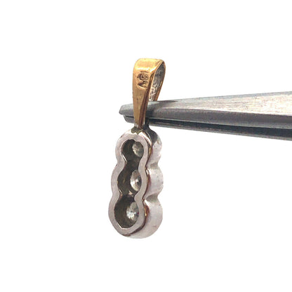 Designer ADL 10k Yellow & White Gold Round Cut Diamond 3 Vertical Stone Pendant