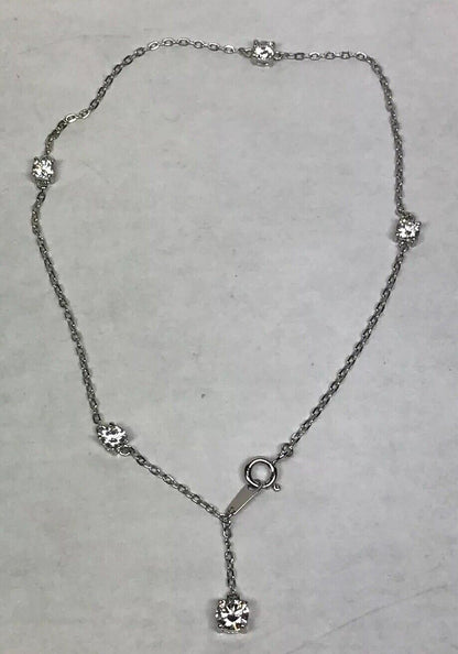 Designer SV Sterling Silver 925 Cubic Zirconia CZ Station Ankle Bracelet