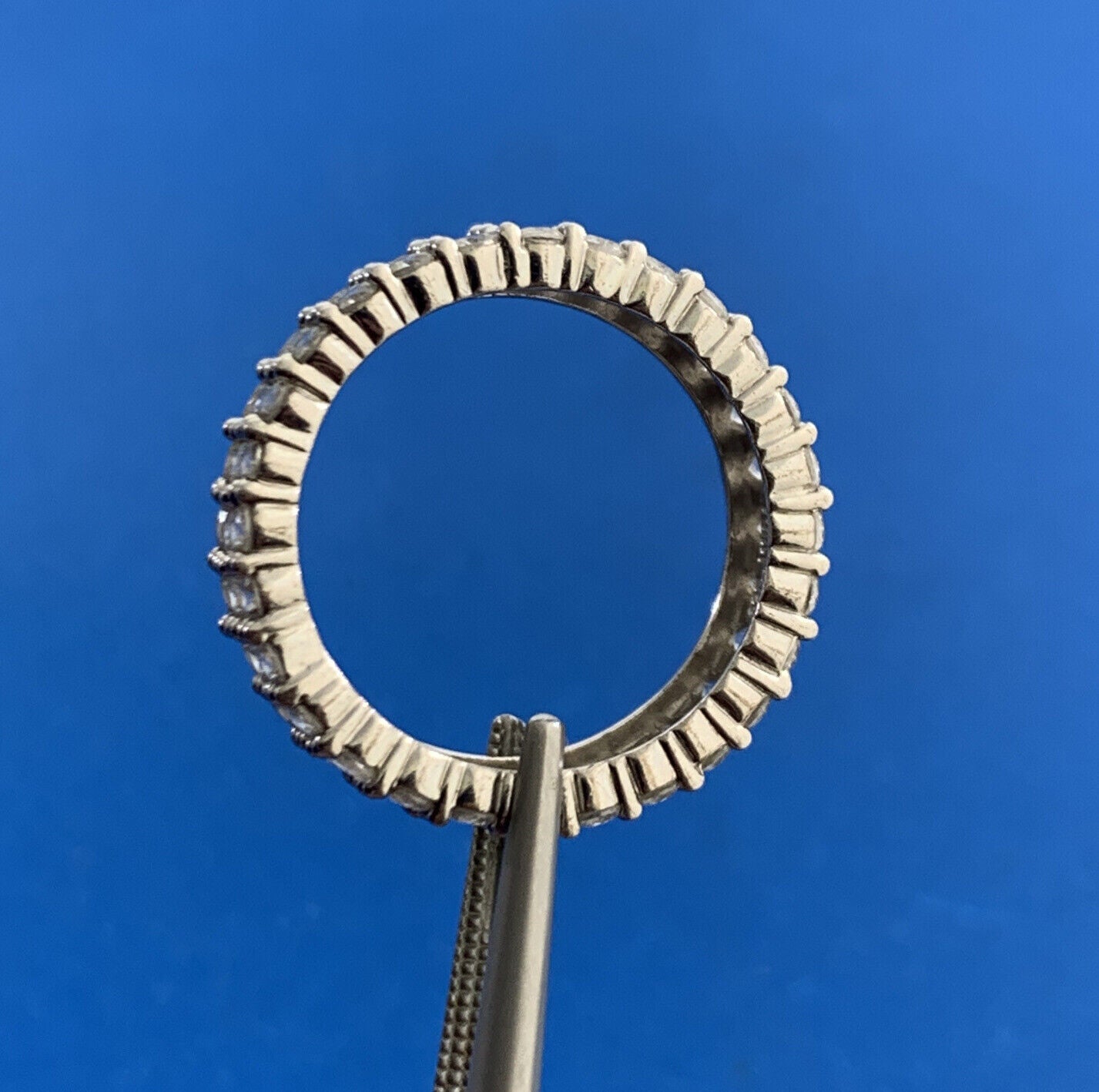 MEDA 925 Sterling Silver Cubic Zirconia Eternity Wedding Anniversary Band Ring