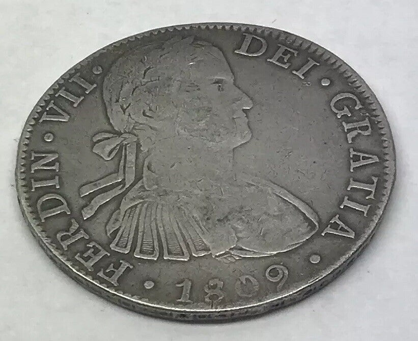 1809 TH Silver 8 Reales Mexico City Mint Pillar Dollar Colonial Coin