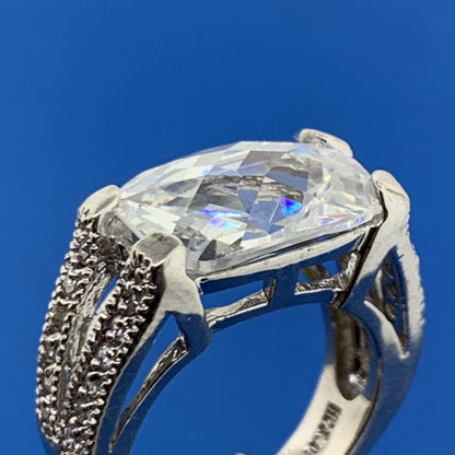 Designer Sterling Silver 925 Cushion Cubic Zirconia CZ Statement Cocktail Ring