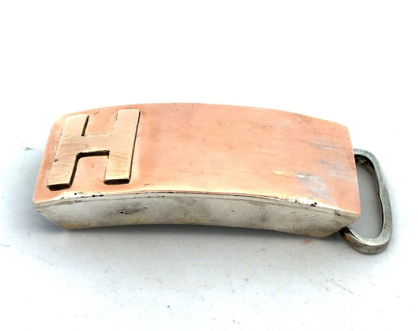 Vintage Guatemala 900 Fine Silver Initial Print H Letter Belt Buckle