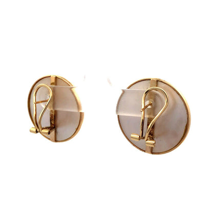 Designer 14K Yellow Gold Mabe Pearl Round Statement Dome Stud Earrings