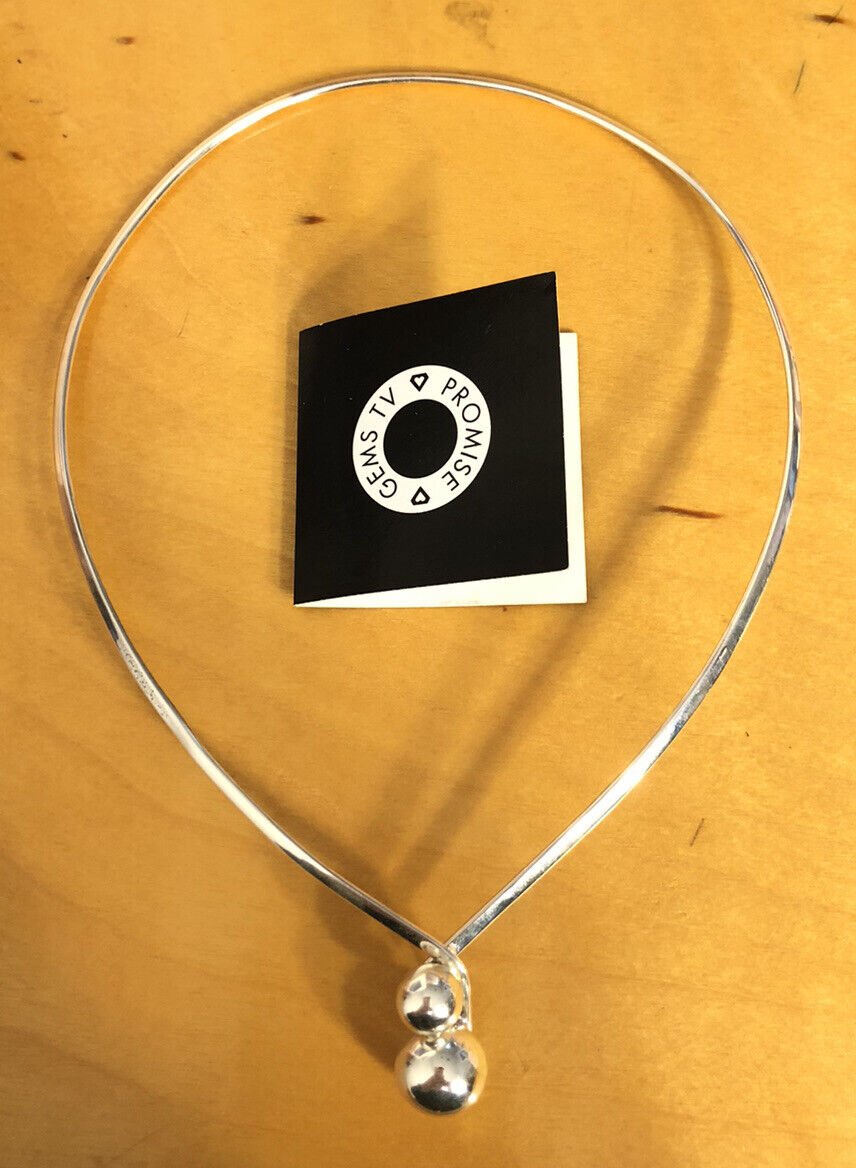 Designer Gems TV Promise 925 Sterling Silver Wire Collar Necklace #60442