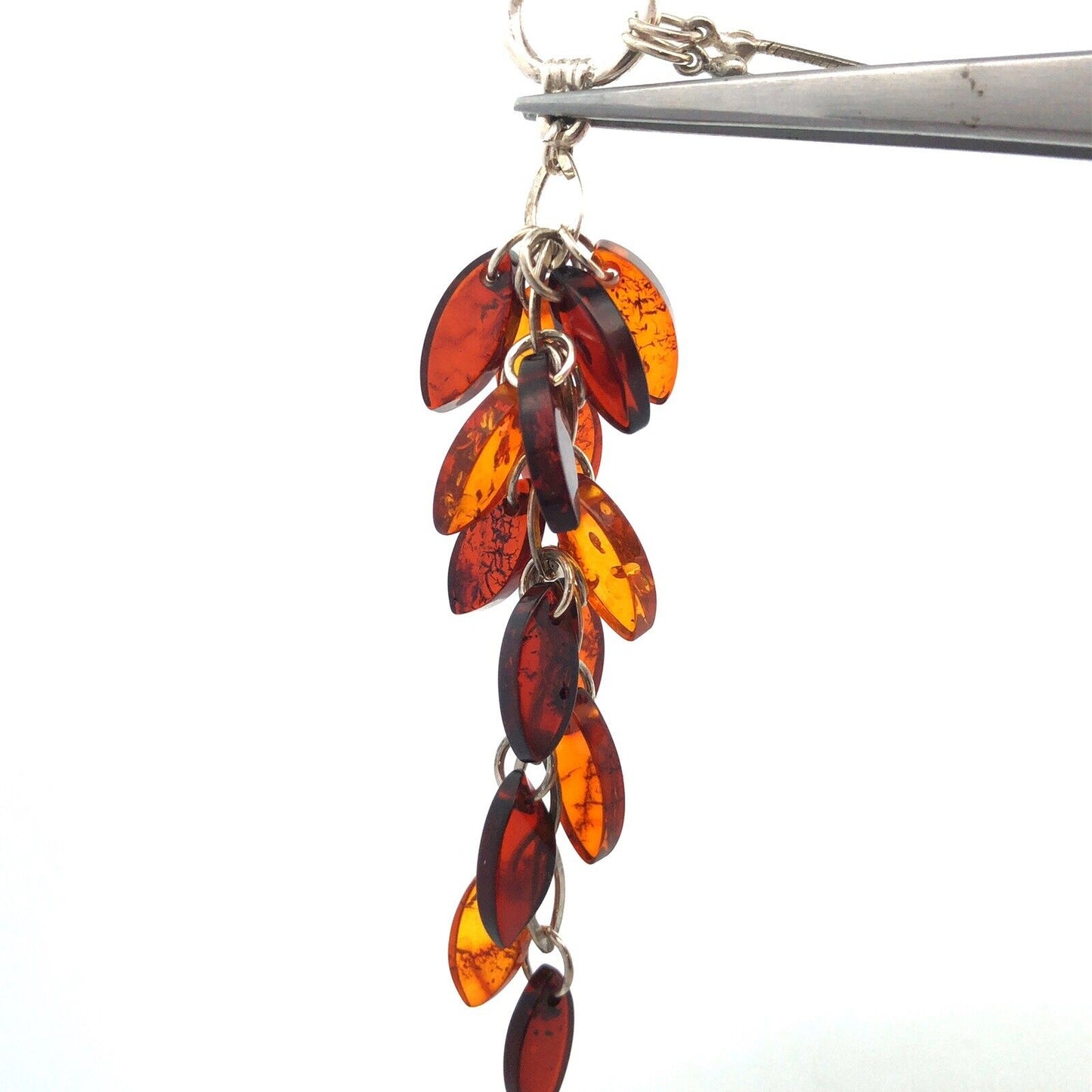 Designer 925 Sterling Silver Amber Courage Talisman Amulet Statement Necklace